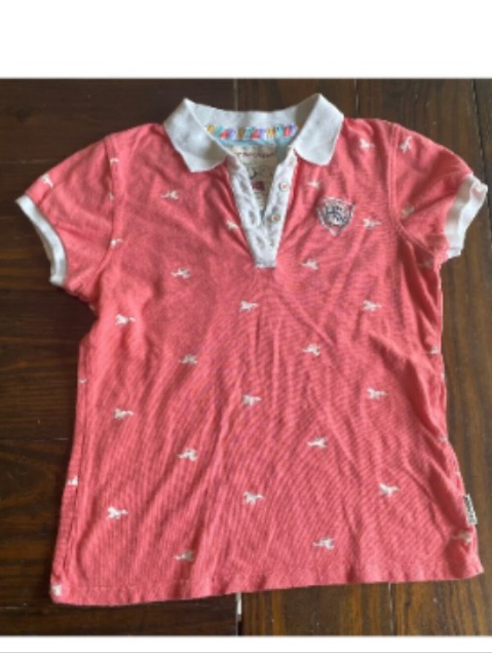 Women's Horseware Sz Med Dark Pink Polo Top with White Collar